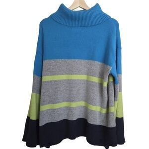 H Halston | Wide Flare Sleeve Turtleneck Cozy Soft Fuzzy Sweater